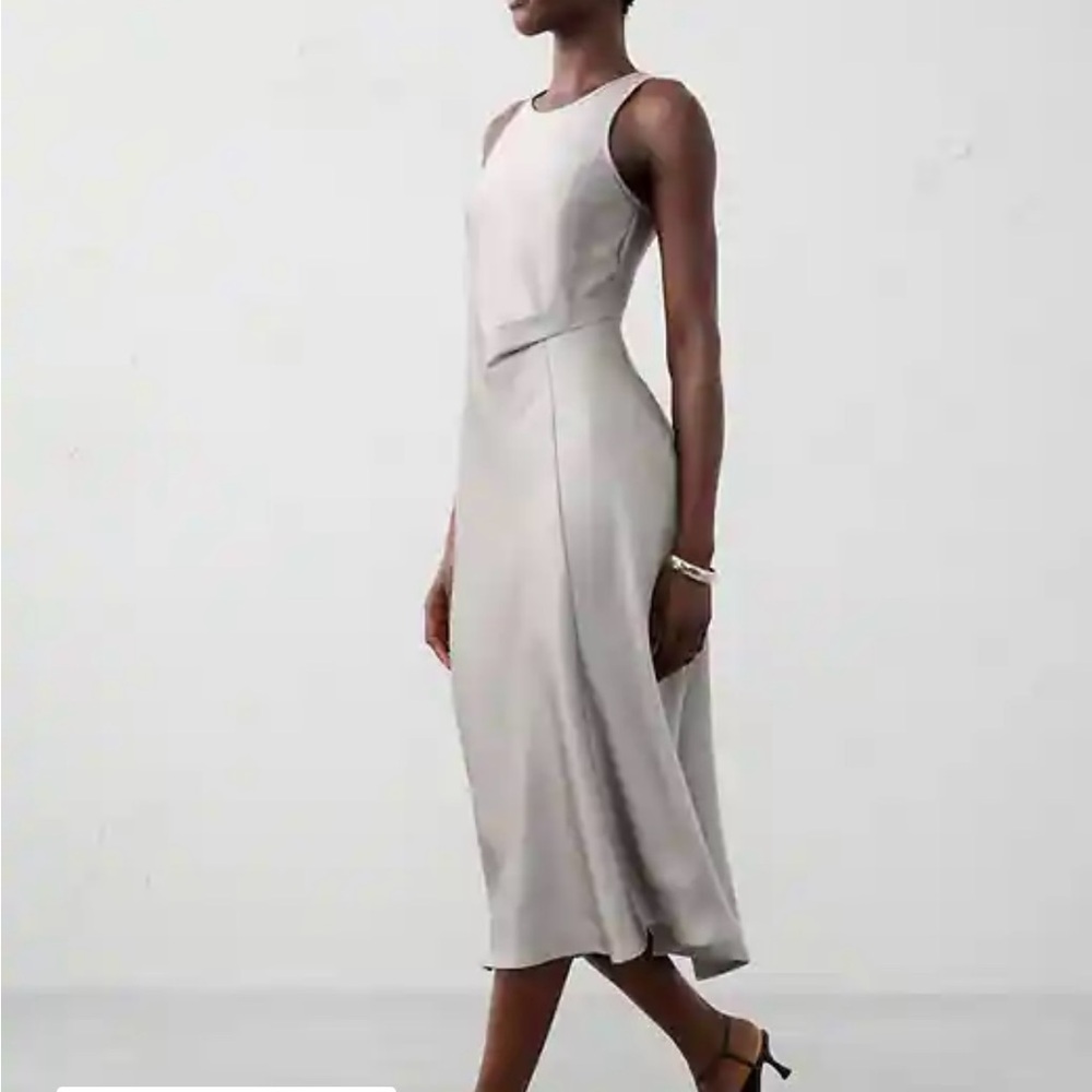 LOFT Elegant Gray Midi Dress